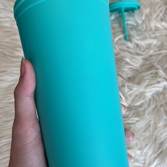 Tiffany blue sea foam green reusable tumbler cup w screw on lid & straw bpa free - Picture 10 of 17